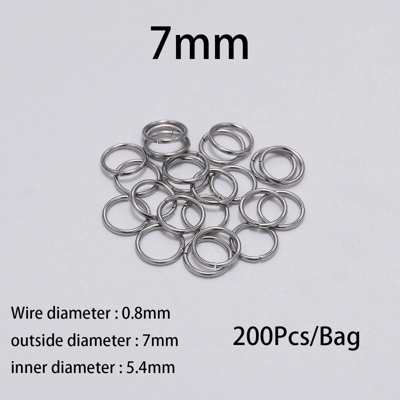 30-200Pcs 3-25mm Stainless Steel Split Ring Open Single Loops Jump Rings Connectors for DIY Jewelry Making Findings Accessories