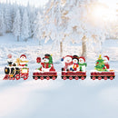 4 Pack Christmas Yard Signs With Plastic Stakes Xmas Train Snowman Christmas Tree Gift Lawn Signs For Yard Fence Garden Lawn Xmas Holiday Outside Decoration Supplies