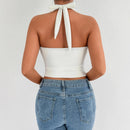 Sexy Fashionable V-neck Backless Crop Top T-shirt