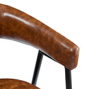 26'' Counter Stools Set of 2, Pu Upholstered Counter Stools with iron Frame, Backrest, Footrest, Arm counter stools for Home Bar, Kitchen Counter, Brown