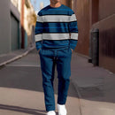 Fashion Men's Casual Sporty Round Neck Sweatshirt And Pants Two-piece Set