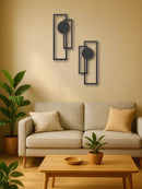 2Pcs Metal Wall Decoration-Minimalist Abstract Geometric ,Vertical Decor Perfect