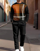 Fashion Men's Casual Sporty Round Neck Sweatshirt And Pants Two-piece Set