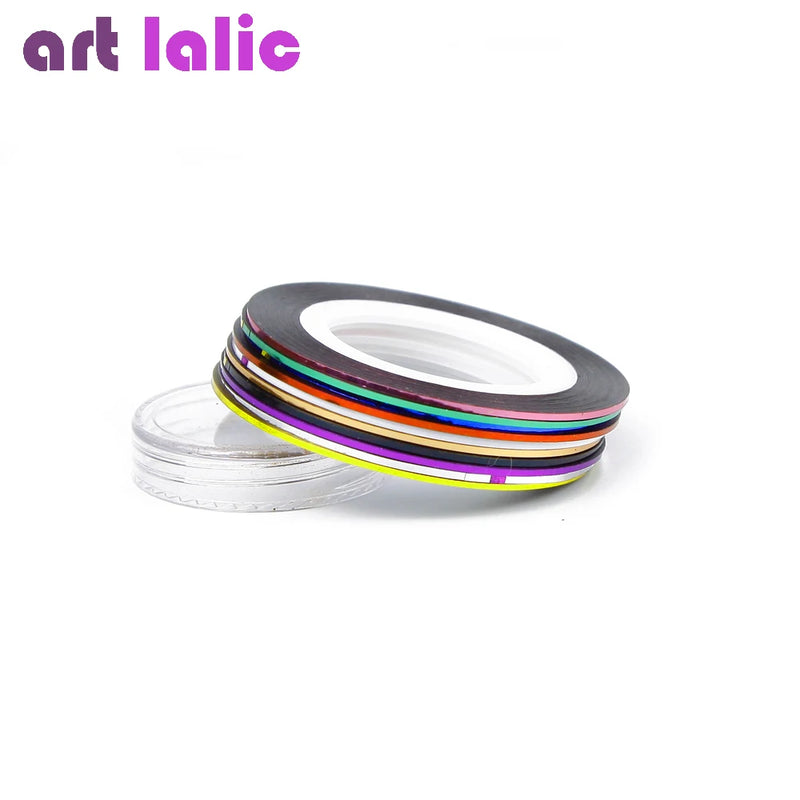 10 Rolls Nail Art Striping Tapes, Nail Liner Stickers, Nail Decals, 1mm Adhesive Stickers for Nail Tips Styling