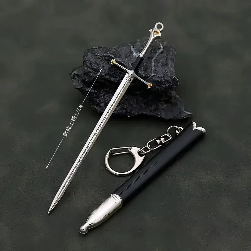 Aragorn Narthil Sword Keychains Medieval Weapon Metal Katana Samurai Sword Keychain Ornaments Gifts Toys for Boys Collects