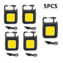 Super Bright Mini COB Keychain Portable light Flashlight Charging Lamp Camping Lights with Magnet 4 Lighting Modes Forwork Light