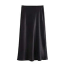 Women 2025 Satin Black Skirt Women High Waist Long Skirts for Women Summer White Midi Skirt Office Elegant Daily Skirts