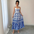 Women's Summer New Waist-slimming Design Floral Strap Dress Elegant Vacation Style