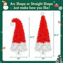 6FT Artificial Christmas Tree With LED Light, Santa's Hat Shape Artificial Whimsical Xmas Tree With 1050 Tip, Curved Xmax Tree