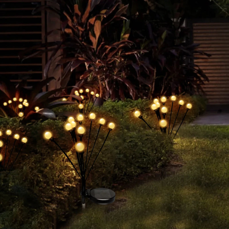 10 LED Solar Garden Lights Powered Firefly Lights Outdoor Waterproof Vibrant Garden Lights for Patio Pathway Decoration,Warm