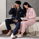 Flannel Thick Warm Long Sleeves Coral Fleece Couple Pajamas Suit
