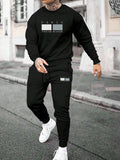 Round Neck Sweater Casual Sports Suit European Size Men's Clothing