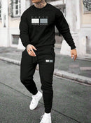 Round Neck Sweater Casual Sports Suit European Size Men's Clothing